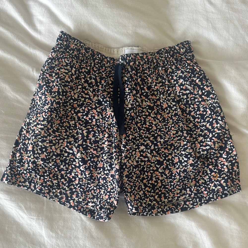 Farah Men's High Waist Patterned Shorts - Navy and Pink